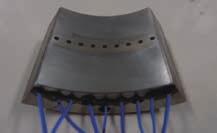 Fig. 3 Bearing pad attached with thermocouples Thermocouple pad attached with thermocouples. The thermocouples used were type K thermocouples. Also, the thermocouples were passed through holes (f 1.