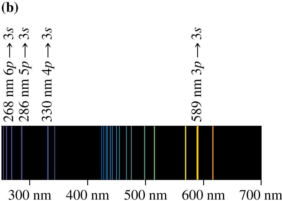 Emission Spectra This figure shows the emission spectrum of sodium as it would be recorded by a