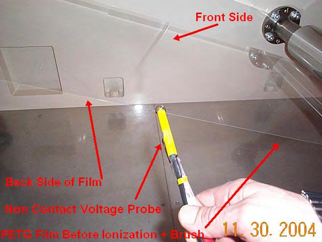 Figures 19 and 2 below illustrate the usage of a non contact voltage probe in proximity to the film ahead of the