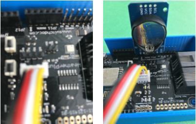 Step 8: Plug in the Real time Clock (E) into the Weather Plus Board (R) into JP11.