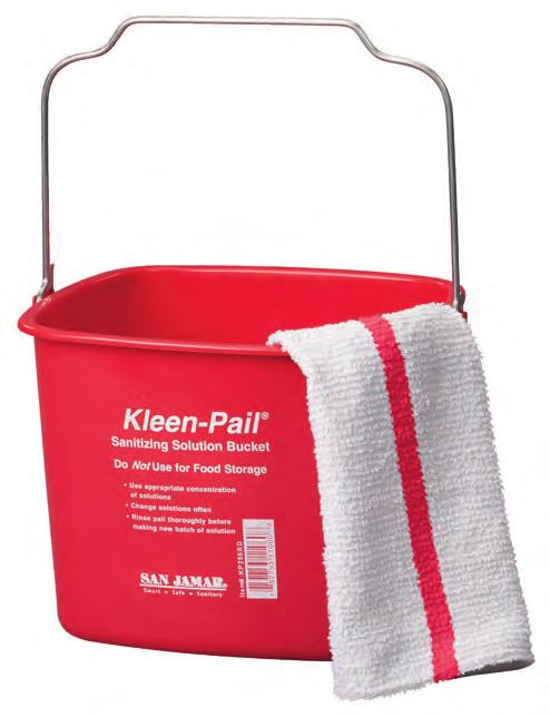 Kleen-Pail Eliminates confusion between cleaning and sanitizing solution containers.