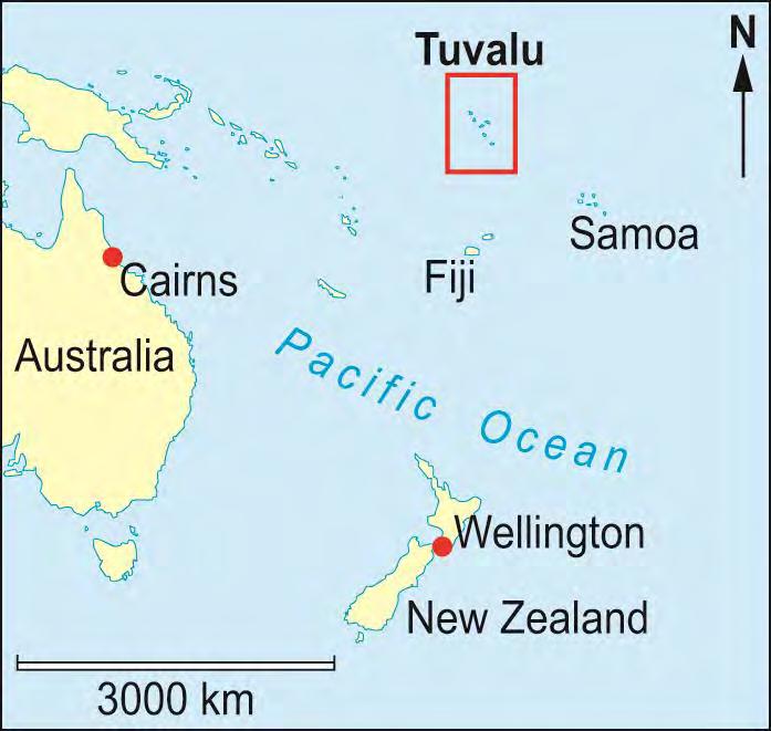 GCSE GEOGRAPHY A Sample Assessment Materials 26 THEME 4: Coastal Hazards and their Management 4. (a) Study Map 4.1 below. Tuvalu is a group of islands in the Pacific Ocean. Map 4.1 The location of Tuvalu Use Map 4.