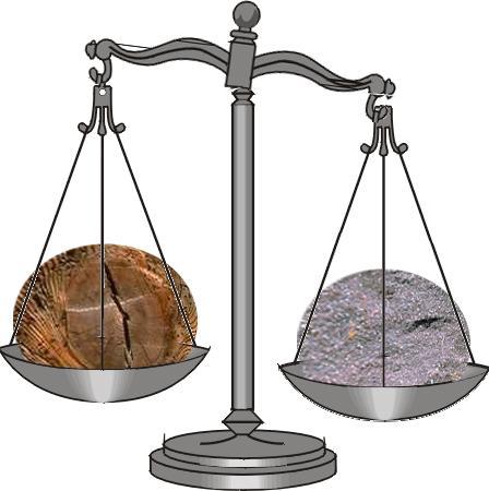 The wood piece and the metal piece are the same size. Why does the piece of metal weigh more? A.