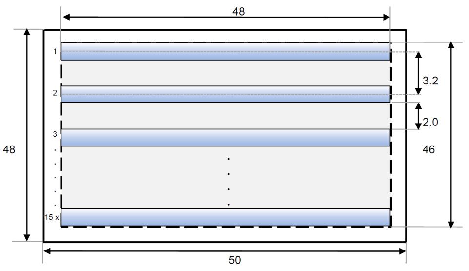 Figure 3.2 Specified collector array as drawn by NEP Solar The rows are connected in parallel so that the pressure drop over each row is the same.