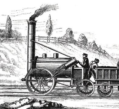 engine, is powered by burning coal that heats water to produce steam.
