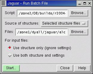 Chapter 3: Running Jaguar From Maestro Figure 3.8. The Run Batch File panel.