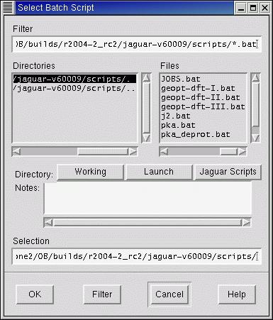 Chapter 3: Running Jaguar From Maestro Figure 3.9. The Select Batch Script panel.