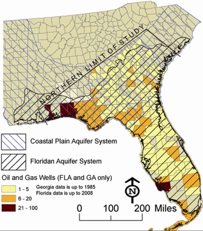 Saline Water Aquifer Mapping - Southeastern United States Digital database of borehole geophysical log data Map