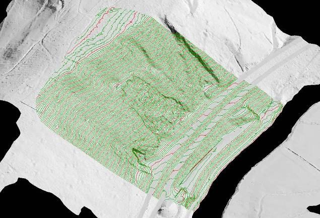 For this particular application a low-level helicopter LiDAR system was employed, flying over the site to achieve a point density in excess of