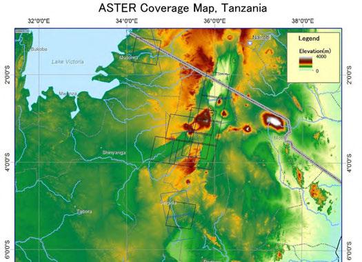 Fig. II-4 Coverage map of ASTER data (Study team) b) Methodology