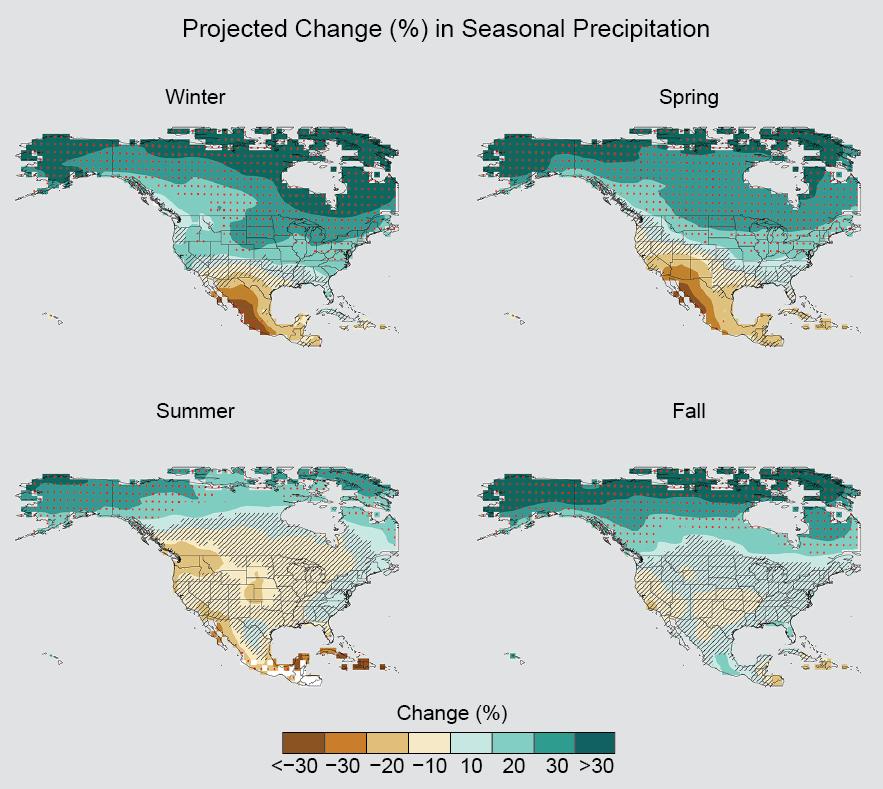 U.S. Precipitation Projections (% change 2070-2099, High scenario) 2050