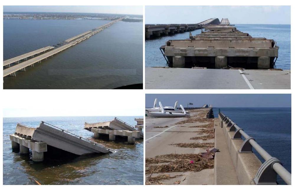IHS and Changes to SLR & Storm Surge Tropical Storms Lake Pontchartrain Bridge damage from