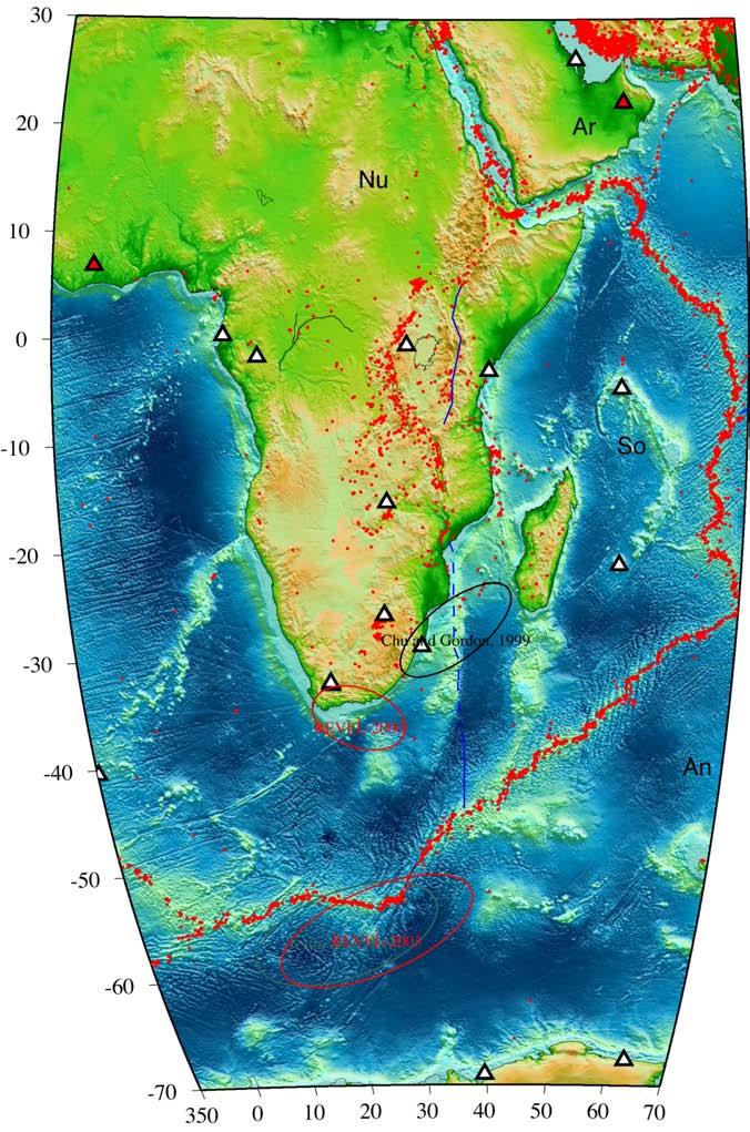 CHALLENGE: NUBIA - SOMALIA: EAST AFRICAN RIFT OPENING ARABIA Boundary geometry & motions unclear Extension began 15-35 Ma and may be accelerating Surprising given slowing of nearby plates Geologic