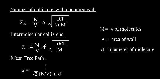 22. Consider the following equations How would the following affect number of collisions and length of mean free path? a. Increase in mass?
