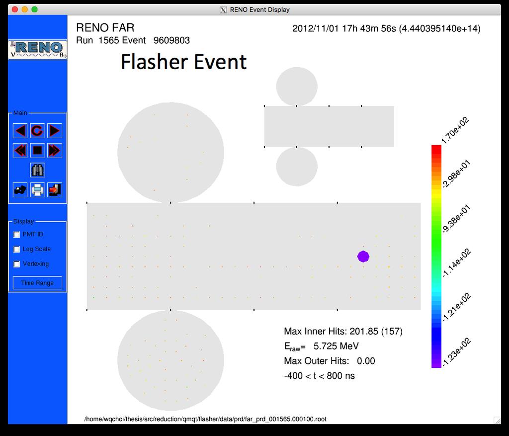Figure 6.11: Event diplay plot. The top image shows the normal event.
