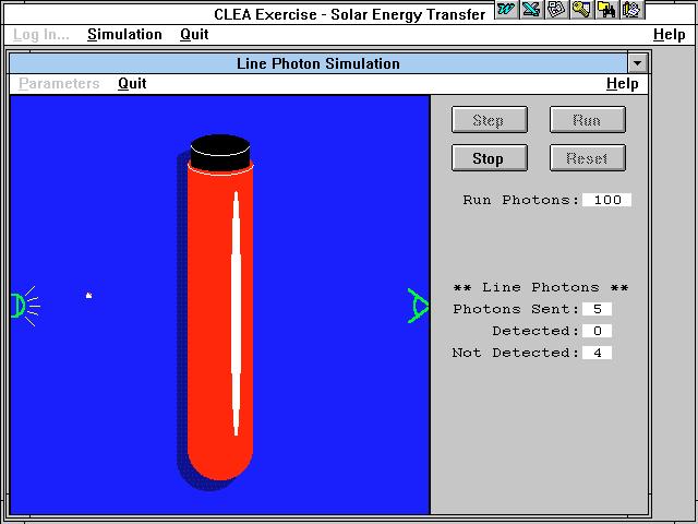 Student Manual Exercise 2: Line Formation Select Emission from the Simulation menu to start. Each time you run the simulation, photons are sent through a cloud of gas (the test-tube).