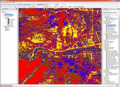 Start by identifying objects like trees and dried vegetation that could potentially fuel a fire by analyzing the spectral information within satellite imagery.