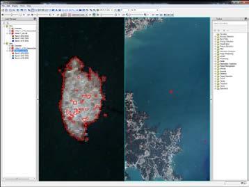 Using ENVI for ArcGIS, spectral target detection techniques on satellite imagery enables the detection and mapping of floating marine debris, and provides information to ensure the safe routing of