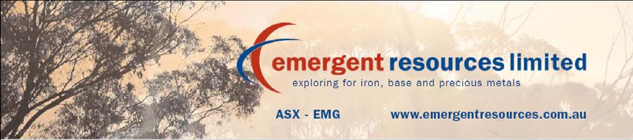 ASX/MEDIA RELEASE 25 November 2009 ASX Codes: EMG, EMGO EMERGENT CONFIRMS MAJOR JORC RESOURCE UPGRADE TO 561Mt FROM PREVIOUS 127Mt AT BEYONDIE IRON PROJECT Beyondie now comprises; Inferred Mineral