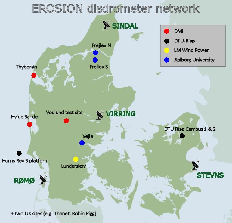 EROSION disdrometer network and DMI