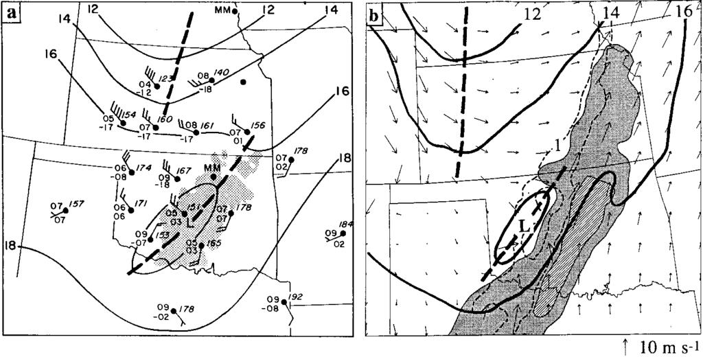 given in Fig. 4d. Thick dashed line denotes the precipitable water contour of 0.1 g kg 1. Letters D and M indicate dry and moist centers, respectively. FIG. 9.