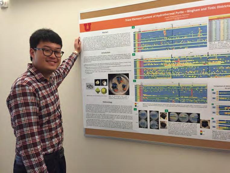 5. Recent Student Research Presentations Peixiu, J. and Petersen, E.U., 2016, Trace element content of hydrothermal pyrite Bingham and Tintic Districts, Utah.