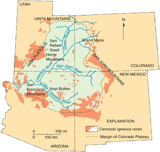 Colorado Plateau Uplift The Colorado Plateau is centered in the
