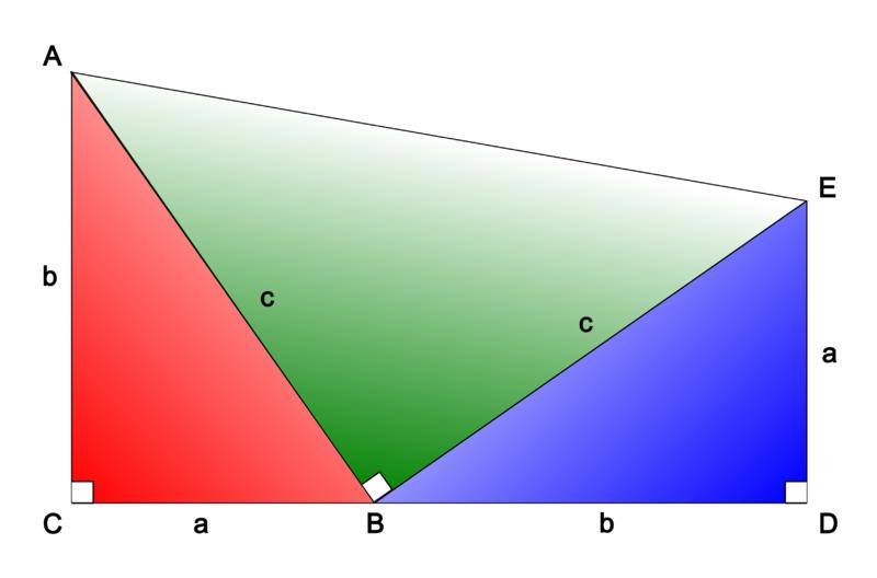 It is a rather elegant proof that uses trapezoids and right triangles to demonstrate the validity of the Pythagorean Theorem.