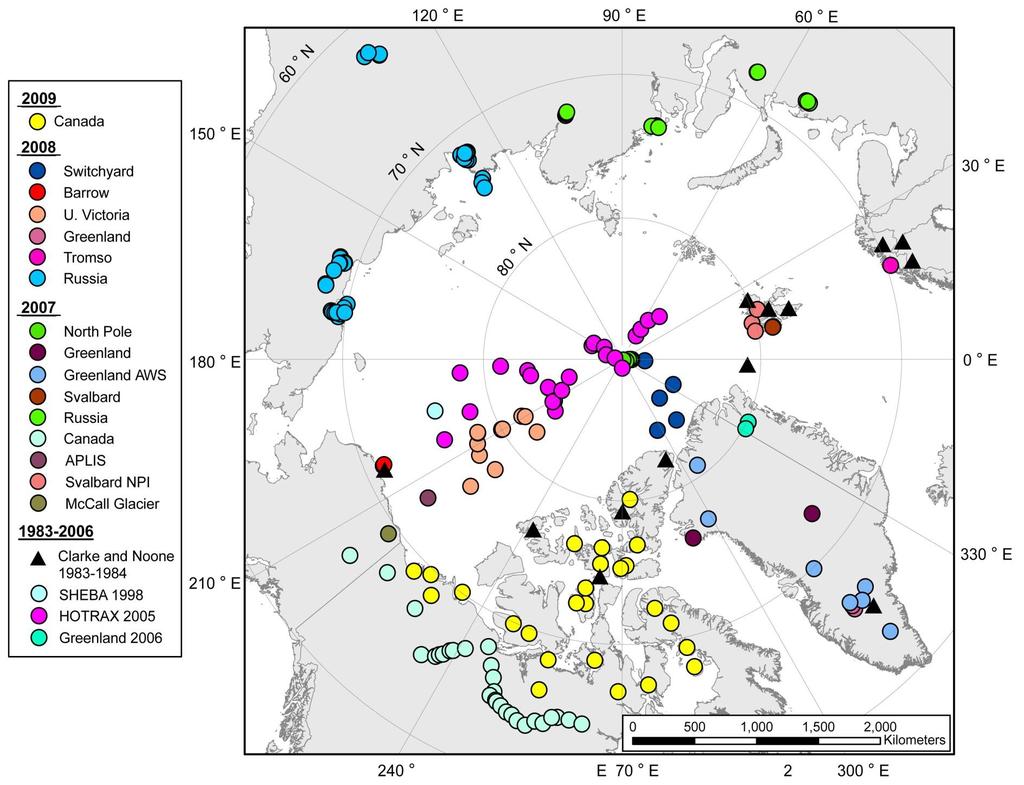 International Polar Year survey (Doherty et al., 2010) 1983-1984 1200 vs. 60 observations.