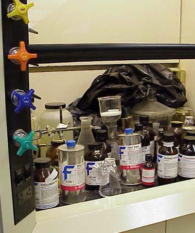 Do not use fume hoods as storage cabinets.