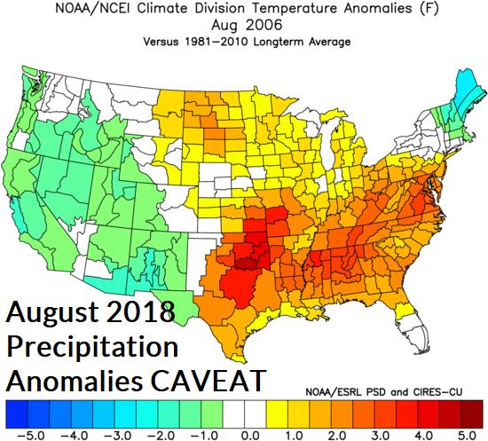 September: The late summer forecast widens heat suppressing rainfall stretching from Texas to the Ohio Valley.