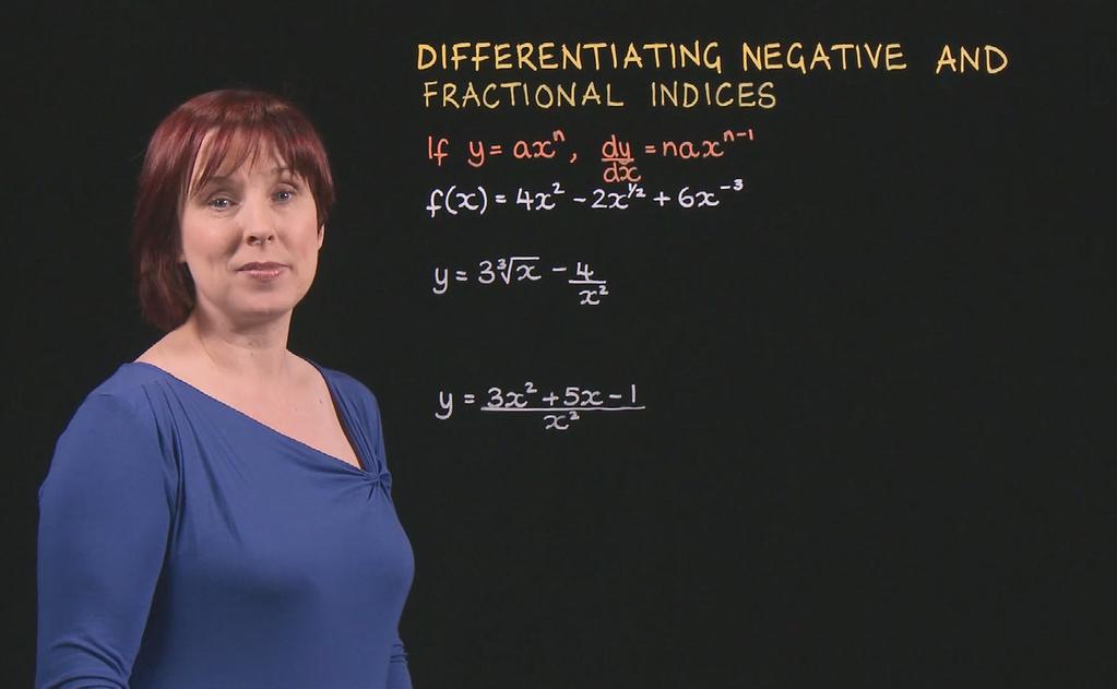2013 7 min CC Differentiating with Negative and Fractional Indices This video shows how to evaluate the derivatives