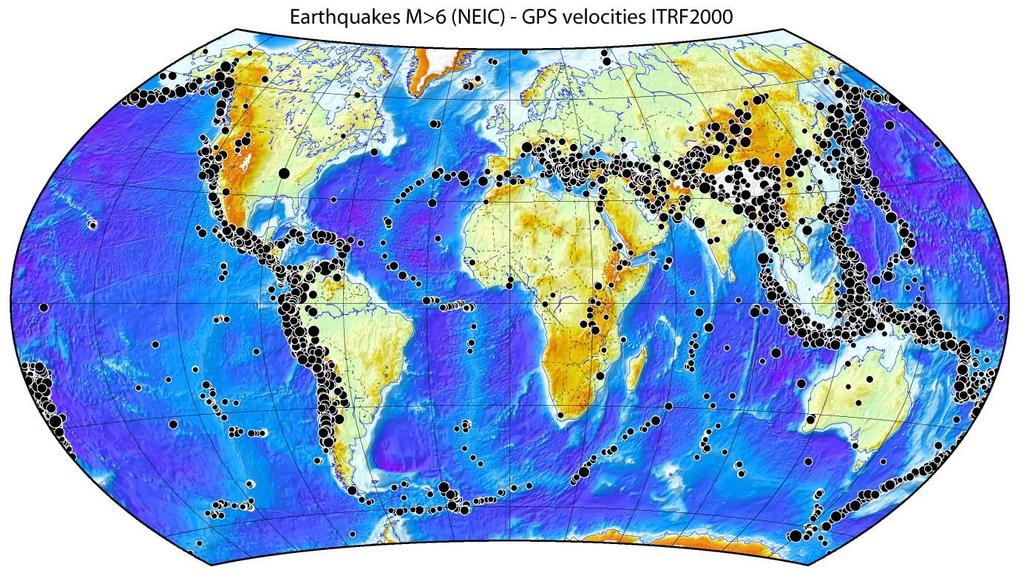 Earthquake distribution is not random: very narrow deforming zones (= plate