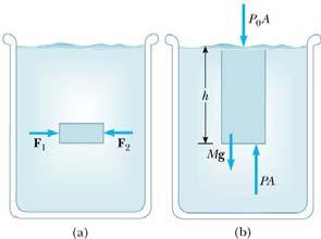 Pressure and Depth in a Static Fluid PA = P 0 A + Mg P = P 0 + ρgh h: depth below