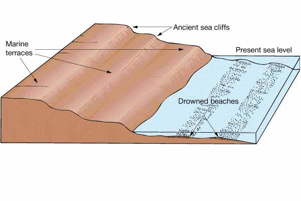 Features from sea level drop / tectonic