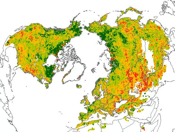 Vegetation Response to FT ESDR Frozen Season Changes Positive relations between FT ESDR non frozen