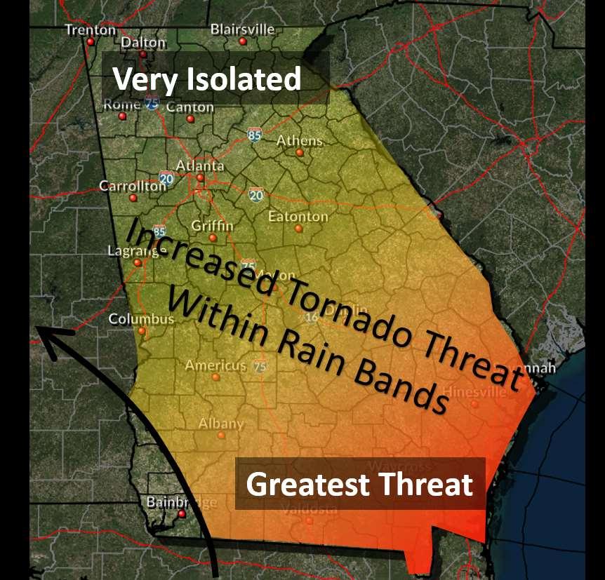 Tornado Risk Tornado threat a little less across North GA due