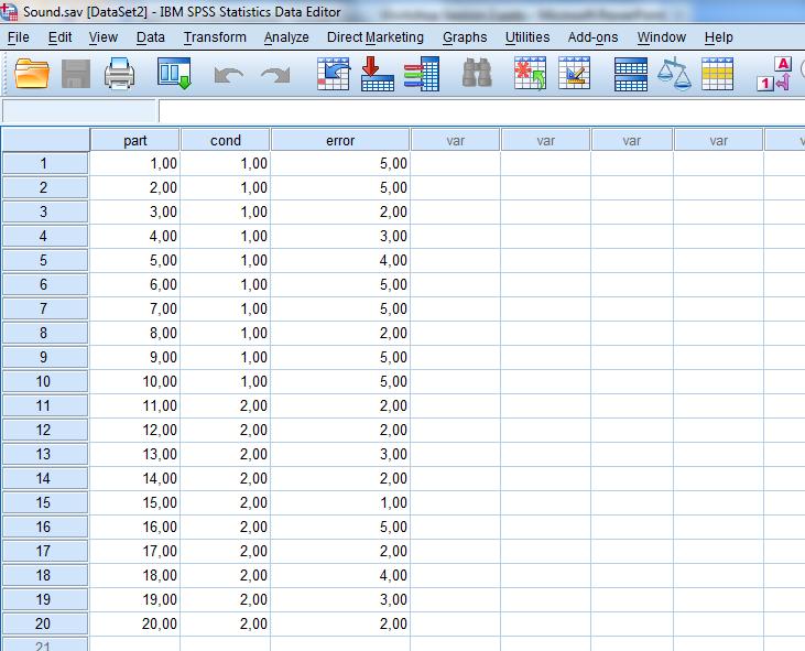 The data set One case per row One variable per column Part =