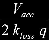 Loss factor Impedance seen by the beam k loss R ω Q V 0 acc 4 W 1 C V