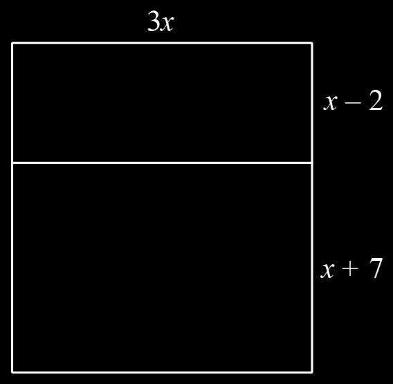 8. Here is a rectangle. (a) Work out the perimeter of the shape in the form of 10(....... ). (b) Write down an expression for the area of the top rectangle.