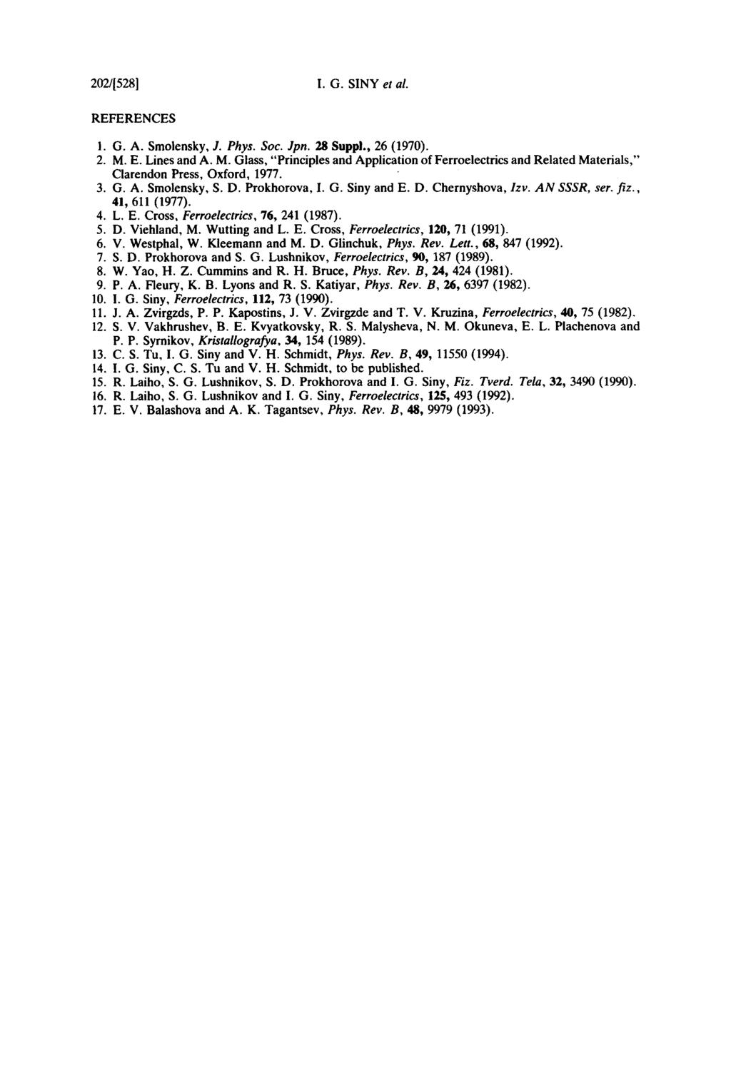 2024 5281 I. G. SINY et al. REFERENCES 1. G. A. Smolensky, J. Phys. SOC. Jpn. 28 Suppl., 26 (1970). 2. M.
