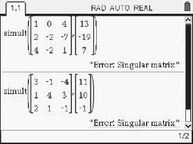 Algebraic techniques Now use the rref command as shown in the screenshot. The last row of this matrix reads 0x + 0y + 0z =. This cannot be true, so the system of equations has no solution.