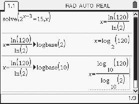 TI-Nspire 0. ClassPad 0. MathsWorld Mathematical Methods CAS Units & Tip The Solve command can be used to find the exact or approximate solutions to exponential equations.