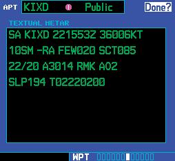 When the GDL 69/69A is installed, a Textual METAR page is added among the APT (airport) pages of the WPT page group.