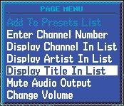 Part Two: Section 4 SiriusXM Satellite Radio Audio Display Artist In List The name of the artists in the range of displayed channels can be shown in the middle pane by using the Display Artist In