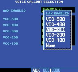 To select the Voice Call Out choices, in the Setup 2 page select the Voice Call Out Selection item and then select the desired options. 1.