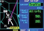 Part Seven: Section 3 ADS-B Interface: Traffic NOTE: The Traffic Alert Pop-Up is displayed only in normal operating conditions when the aircraft is airborne and there is no terrain alerting or dead