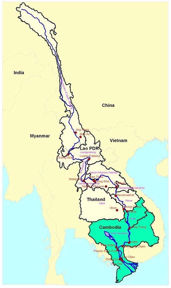 Physical Modeling of Flooding in the Mekong River Basin Ten sub-basins modeled for application of Stream flow