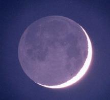 4. Earthshine Within a few days of the new moon the faint outline of the entire circular disc of the moon, along with