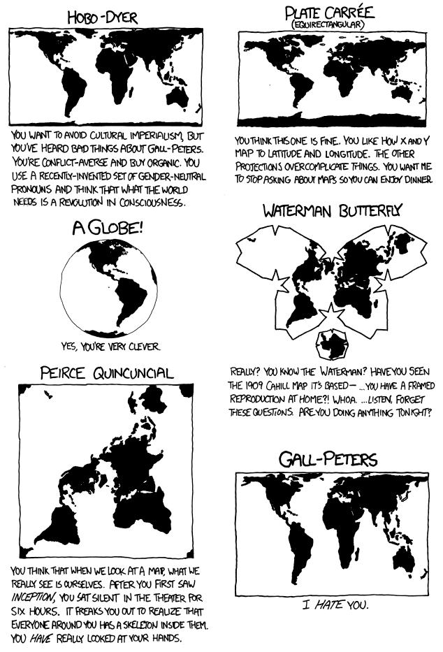 ly/explainxkcd-977 looks like: Note that, like all Flattening Functions, this distorts the earth in particular, it stretches out points near the poles,
